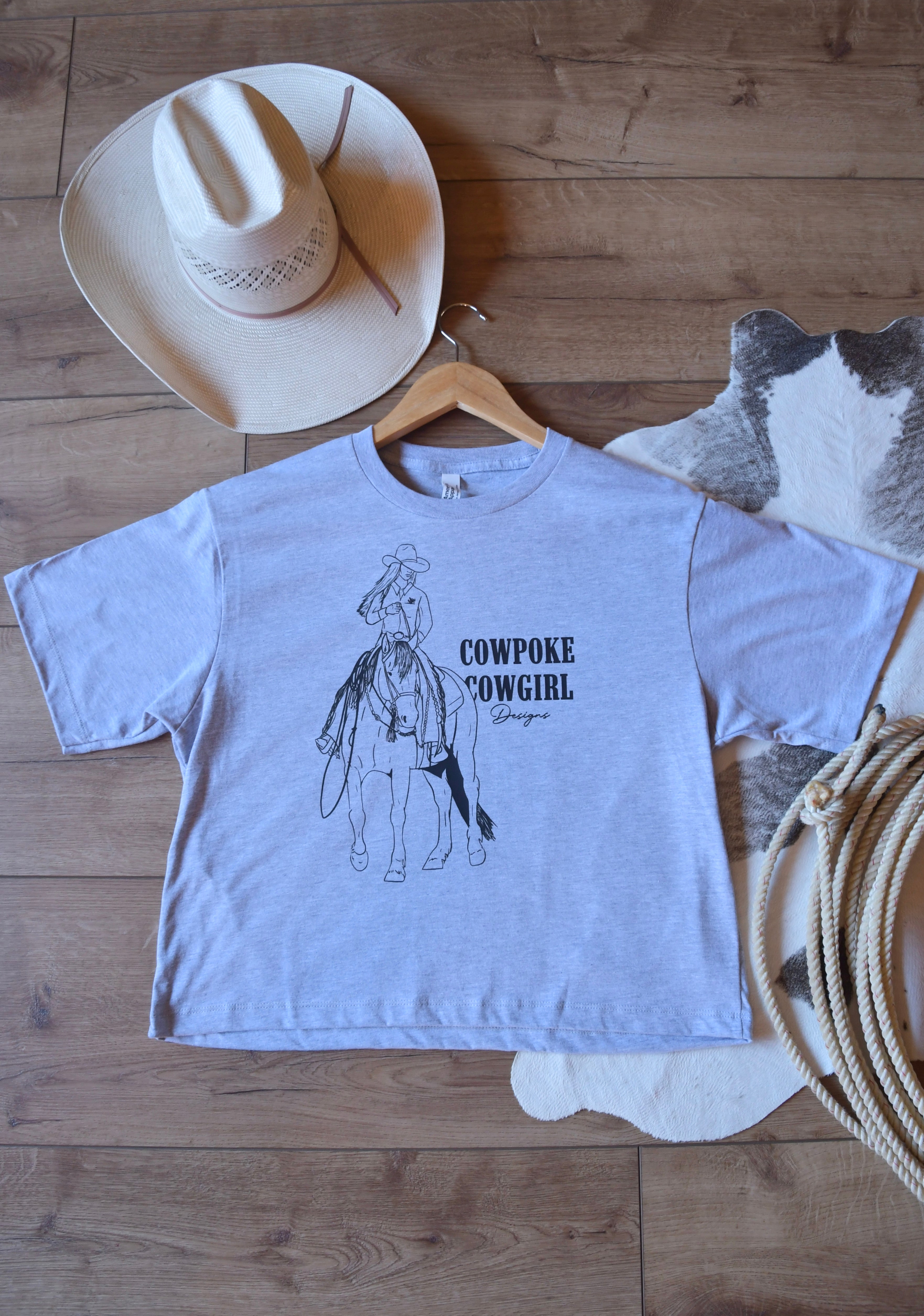 Grey Cowpoke Cowgirl Boxy Tee