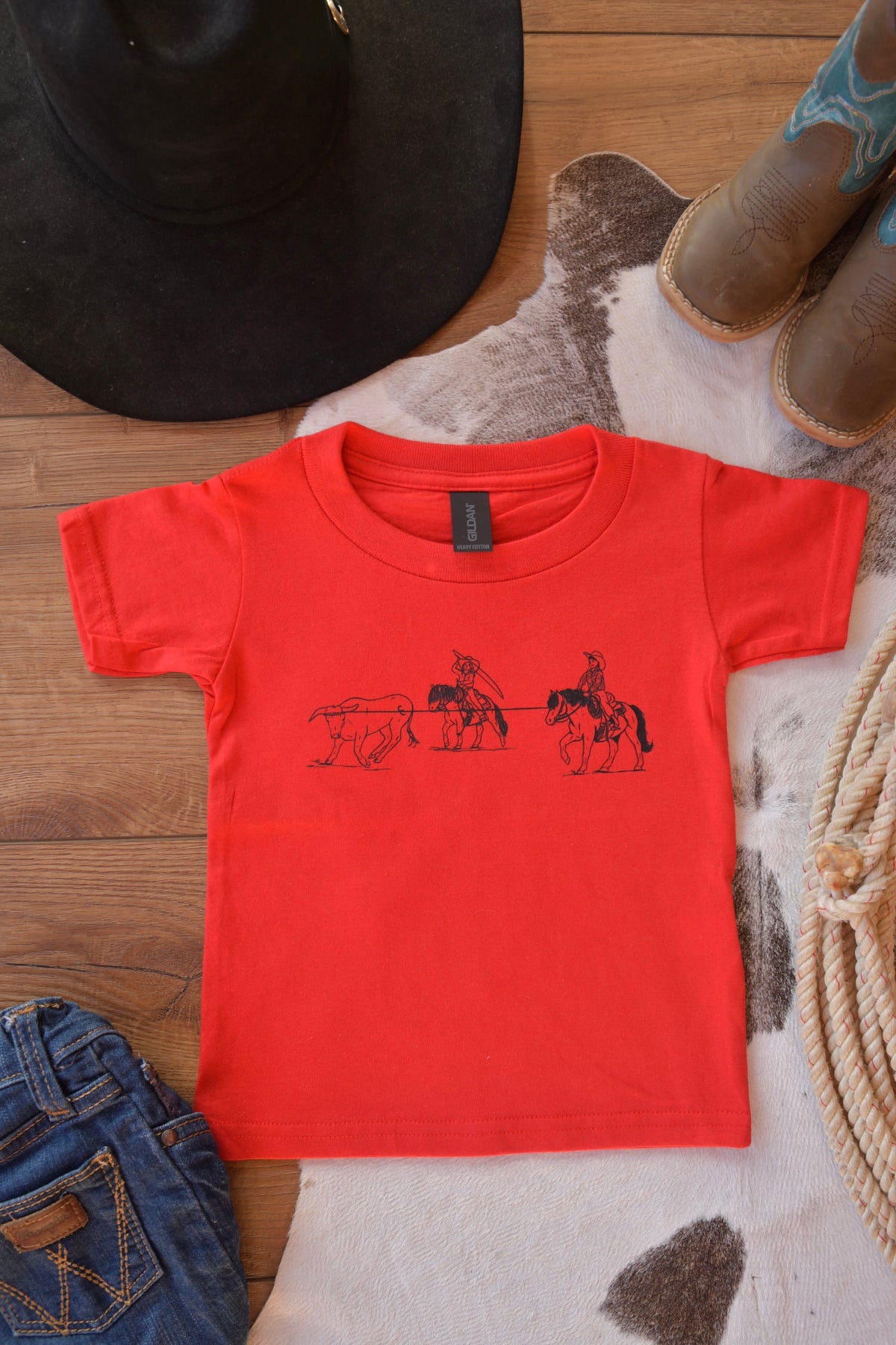 Red- Toddler Team Roper Tee