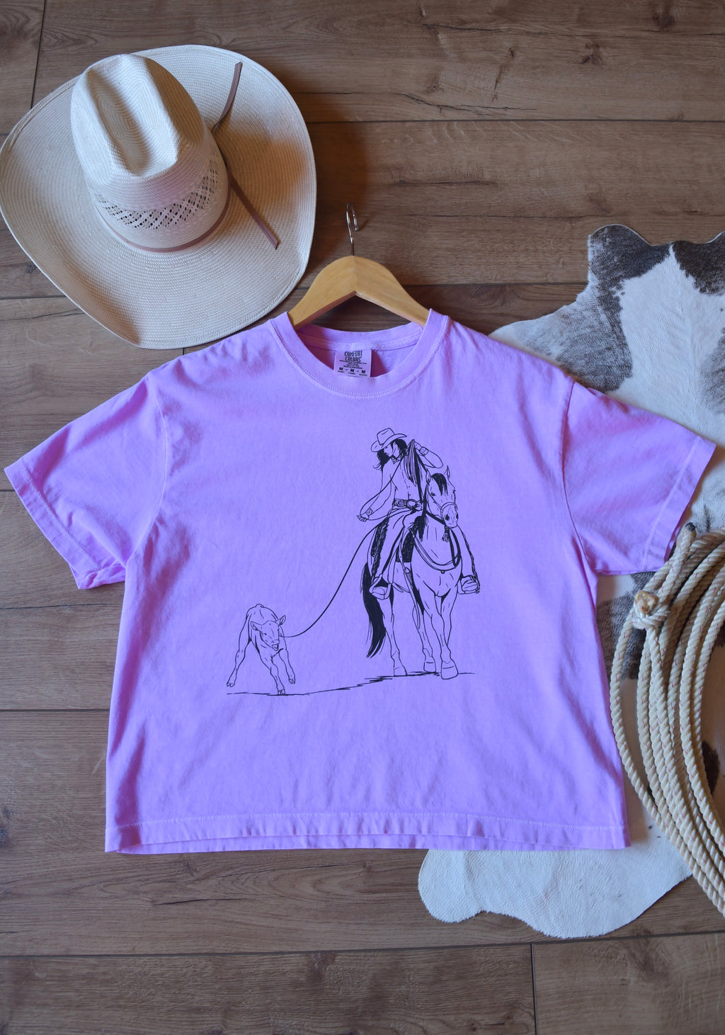 Neon Violet Cowgirl Calf Roper Tee