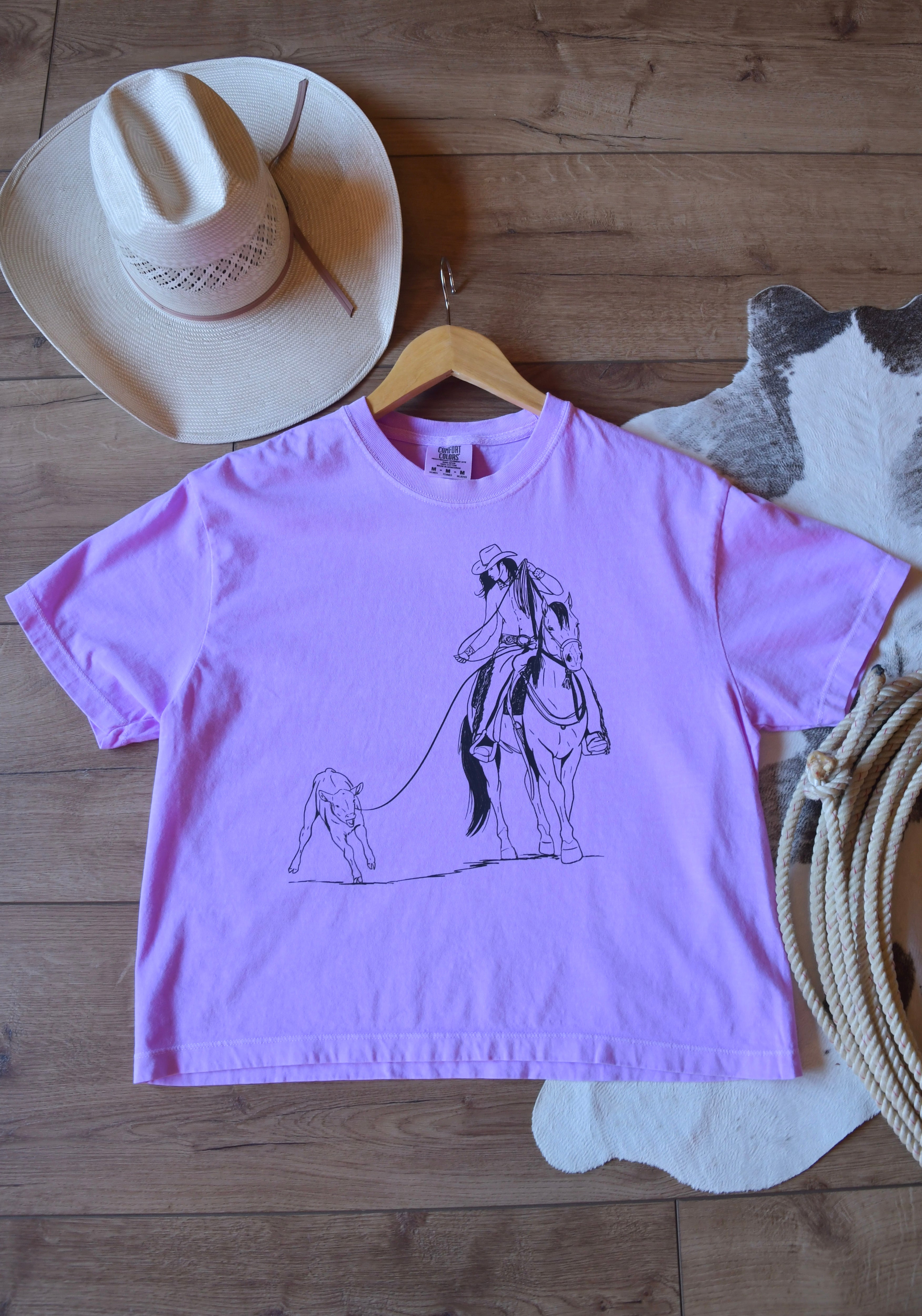 Neon Violet Cowgirl Calf Roper Tee