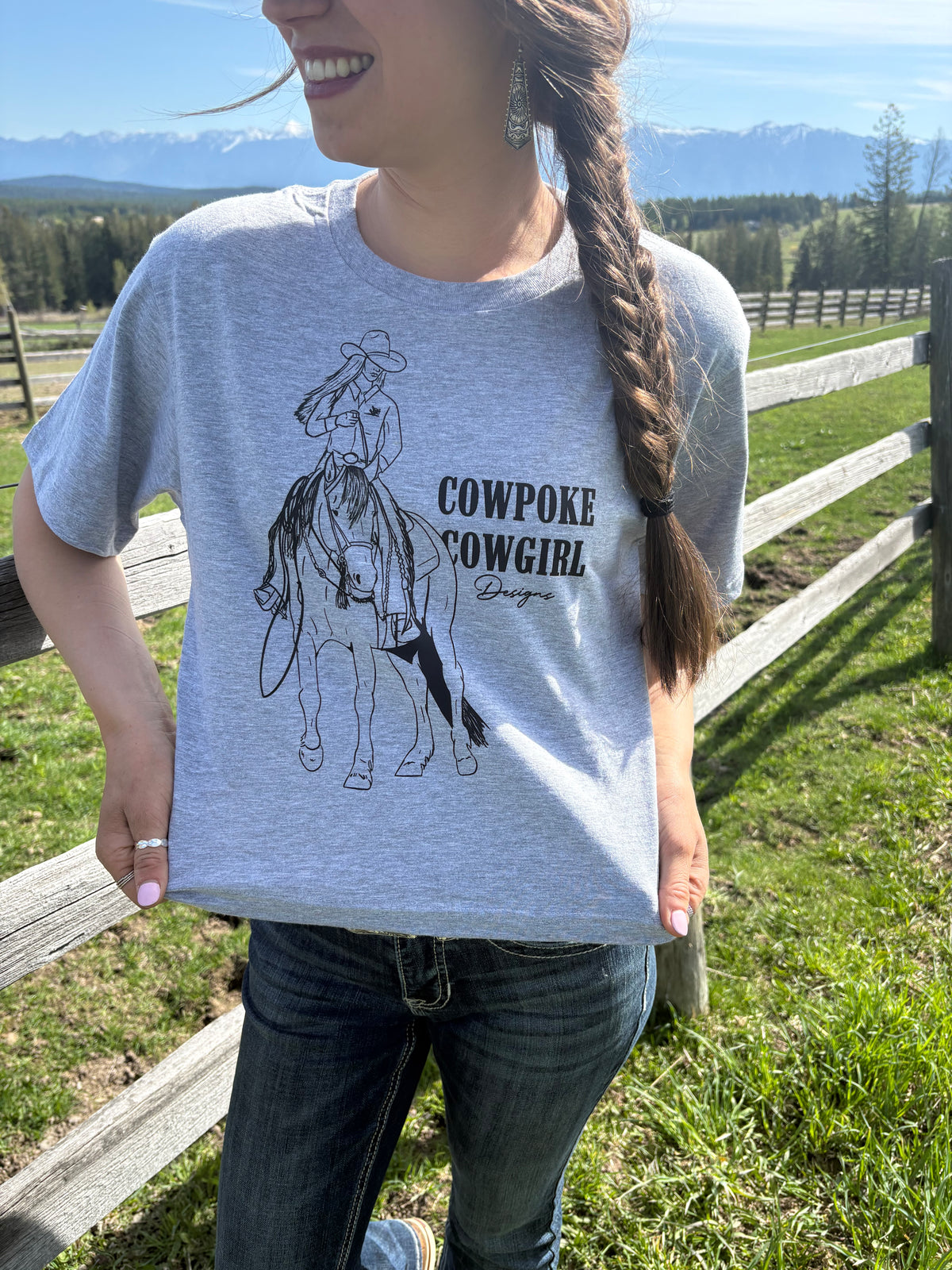 Grey Cowpoke Cowgirl Boxy Tee