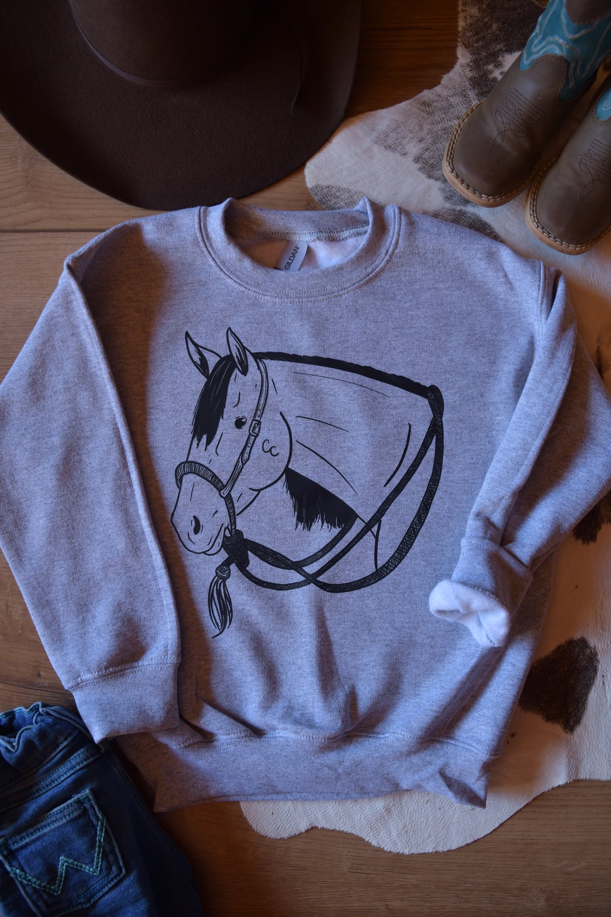 Youth- Head Horse Crewneck Sweater