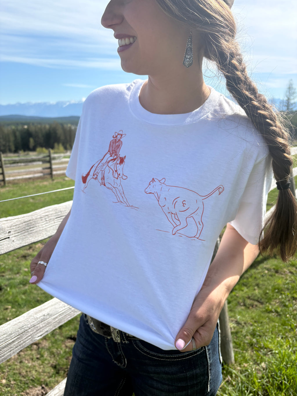 White Cutting Horse Boxy Tee