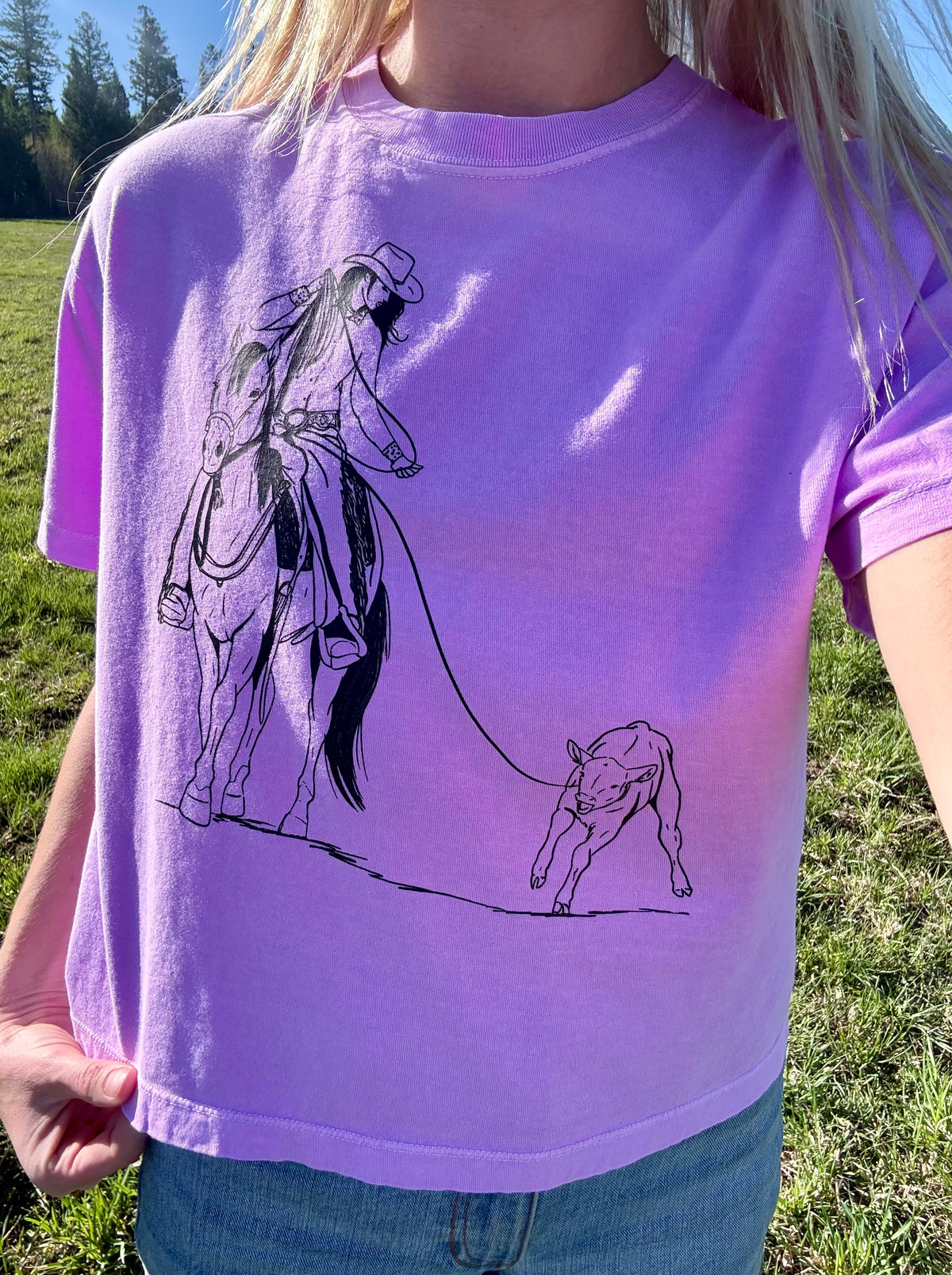 Neon Violet Cowgirl Calf Roper Tee