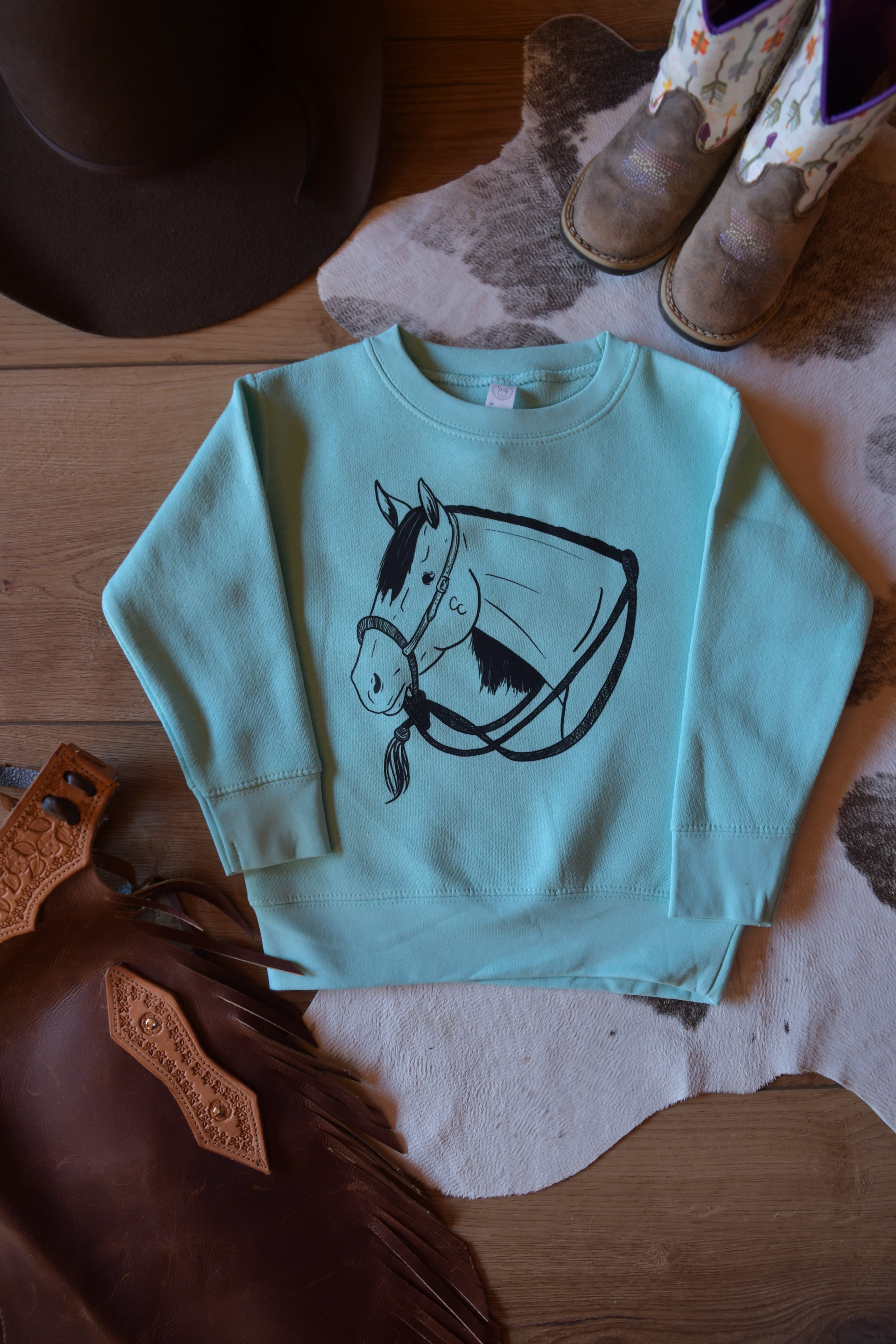 Toddler- Head Horse Crewneck Sweater