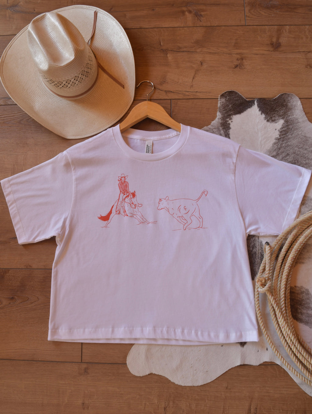 White Cutting Horse Boxy Tee